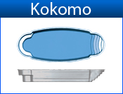 The Kokomo fiberglass pool blends sleek, modern lines with a vibrant blue finish—ready to transform your backyard into a serene retreat.